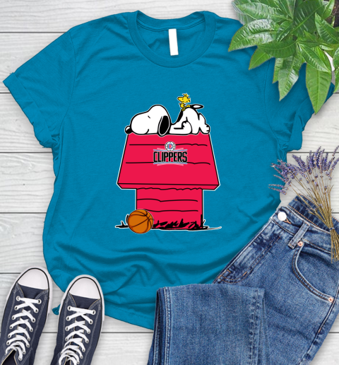 LA Clippers NBA Basketball Snoopy Woodstock The Peanuts Movie Women's T-Shirt 7