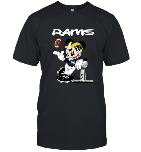 Mickey Rams Taking The Super Bowl Trophy Football Unisex Jersey Tee