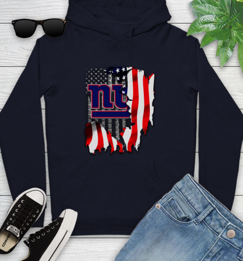 New York Giants NFL Football American Flag Youth Hoodie 3