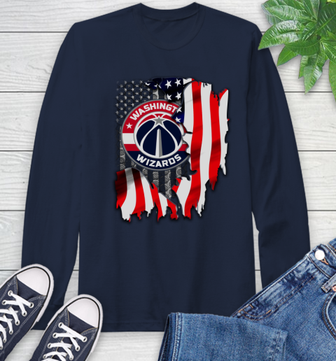 Washington Wizards NBA Basketball American Flag Long Sleeve T-Shirt 3
