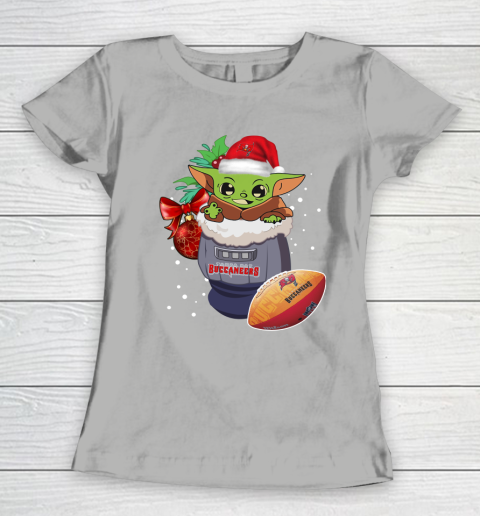 Tampa Bay Buccaneers Christmas Baby Yoda Star Wars Funny Happy NFL Women's T-Shirt 11