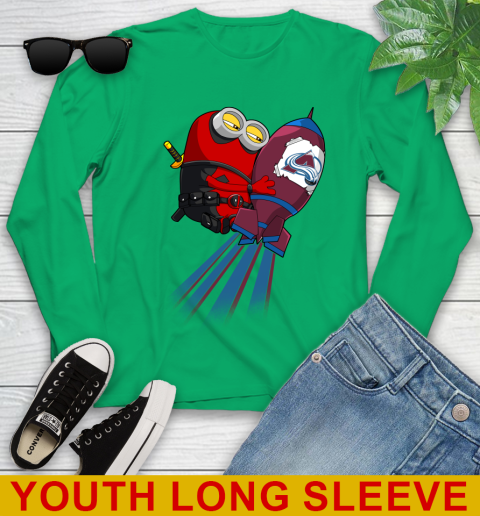 NHL Hockey Colorado Avalanche Deadpool Minion Marvel Shirt Youth Long Sleeve 7