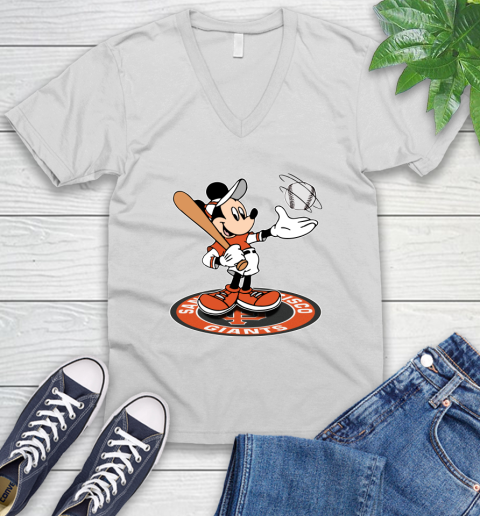 MLB Baseball San Francisco Giants Cheerful Mickey Disney Shirt V-Neck T-Shirt 2