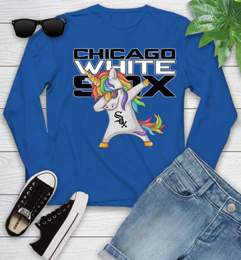 Chicago White Sox MLB Baseball Funny Unicorn Dabbing Sports Youth Long Sleeve 9