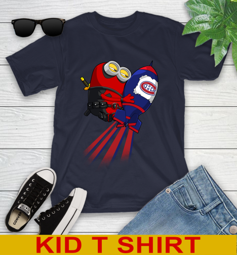 NHL Hockey Montreal Canadiens Deadpool Minion Marvel Shirt Youth T-Shirt 2