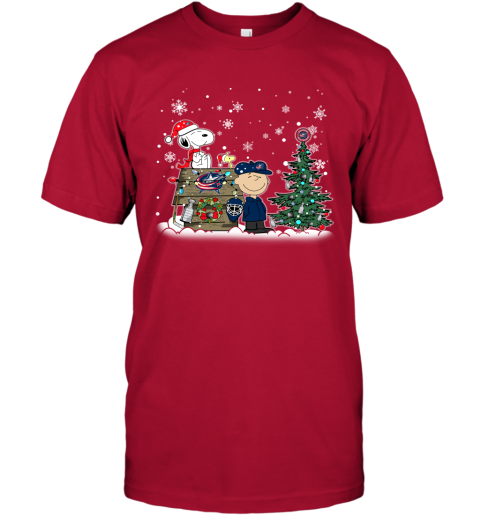 NHL Columbus Blue Jackets Snoopy Charlie Brown Woodstock Christmas Stanley Cup Hockey T Shirt Yw5nQvtMMX5 classic t shirt 2 95 151514 front red