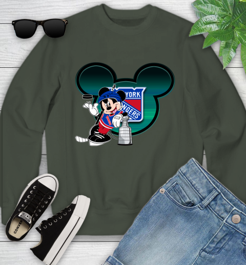 NHL New York Rangers Stanley Cup Mickey Mouse Disney Hockey T Shirt Youth Sweatshirt 10