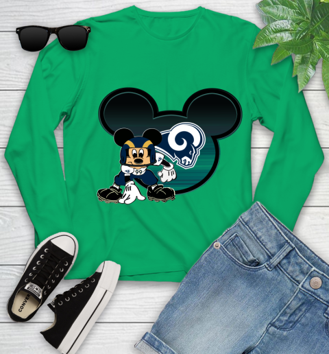 NFL Los Angeles Rams Mickey Mouse Disney Football T Shirt Youth Long Sleeve 6
