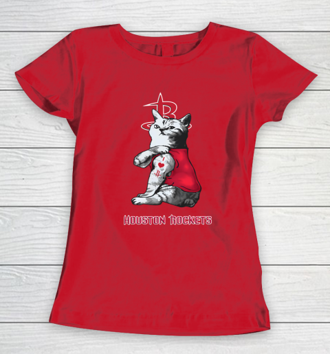 NBA Basketball My Cat Loves Houston Rockets Women's T-Shirt 9