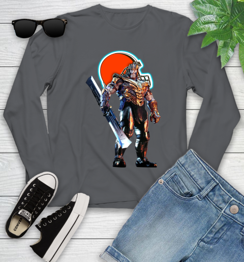 NFL Thanos Gauntlet Avengers Endgame Football Cleveland Browns Youth Long Sleeve 8