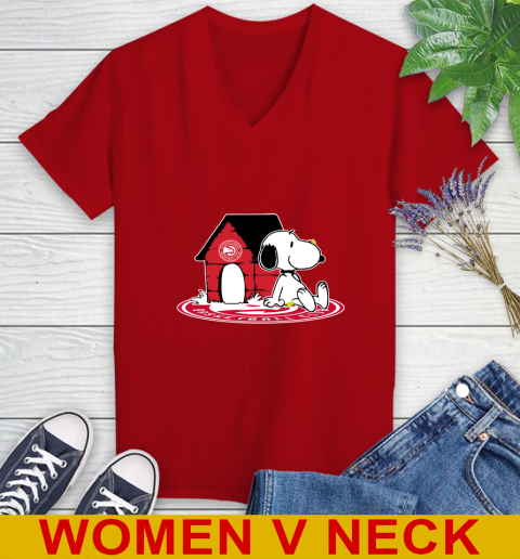 NBA Basketball Atlanta Hawks Snoopy The Peanuts Movie Shirt Women's V-Neck T-Shirt 12