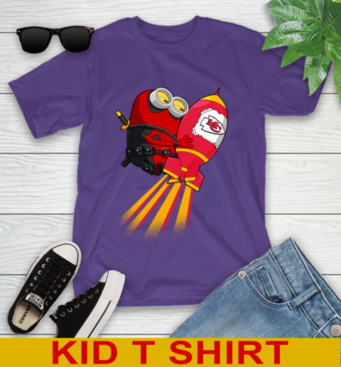 NFL Football Kansas City Chiefs Deadpool Minion Marvel Shirt Youth T-Shirt 3