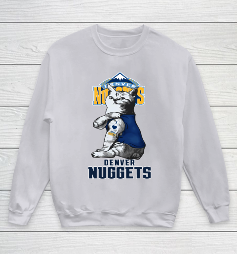 NBA Basketball My Cat Loves Denver Nuggets Youth Sweatshirt 3