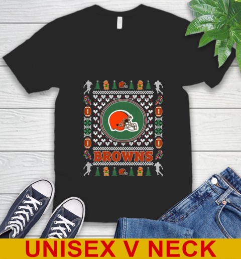 Cleveland Browns Merry Christmas NFL Football Loyal Fan V-Neck T-Shirt