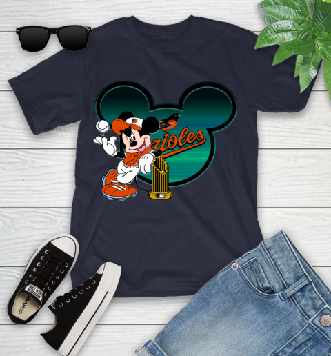 MLB Baltimore Orioles The Commissioner's Trophy Mickey Mouse Disney Youth T-Shirt 3