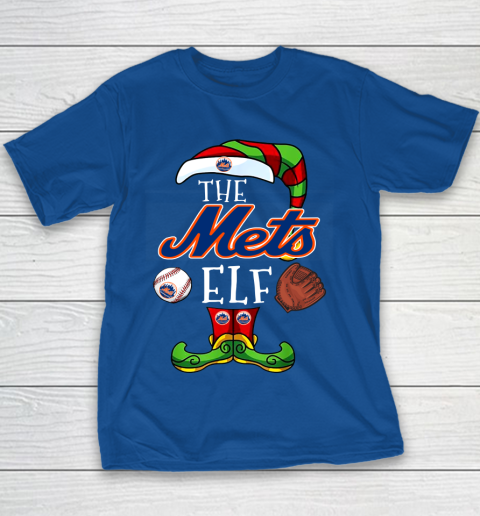 New York Mets Christmas ELF Funny MLB Youth T-Shirt 6