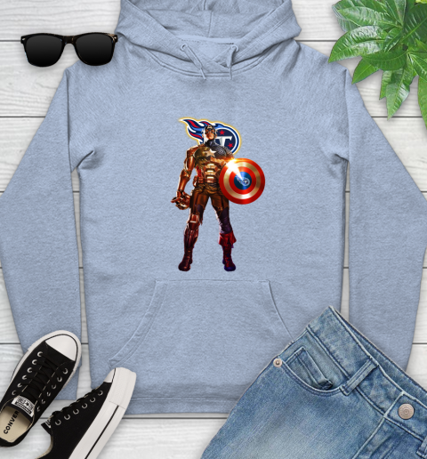 NFL Captain America Marvel Avengers Endgame Football Sports Tennessee Titans Youth Hoodie 10