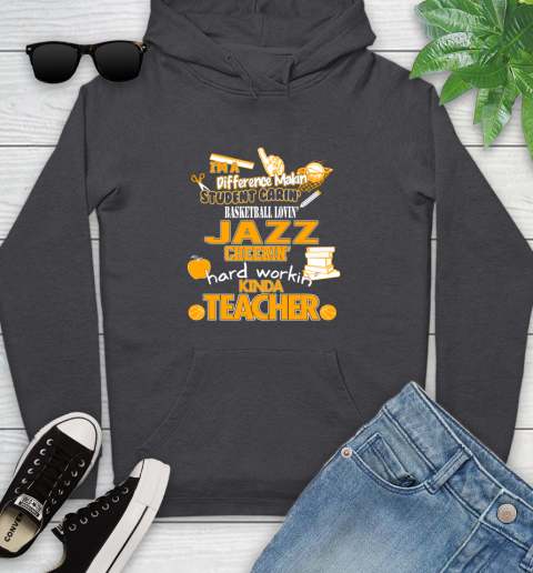 Utah Jazz NBA I'm A Difference Making Student Caring Basketball Loving Kinda Teacher Youth Hoodie 8