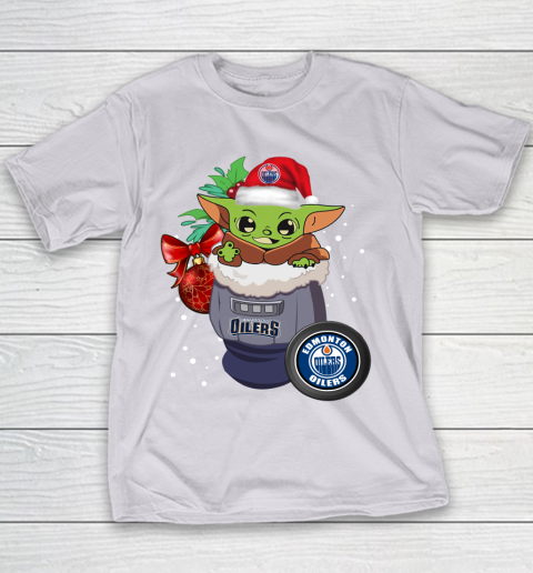 Edmonton Oilers Christmas Baby Yoda Star Wars Funny Happy NHL Youth T-Shirt 5