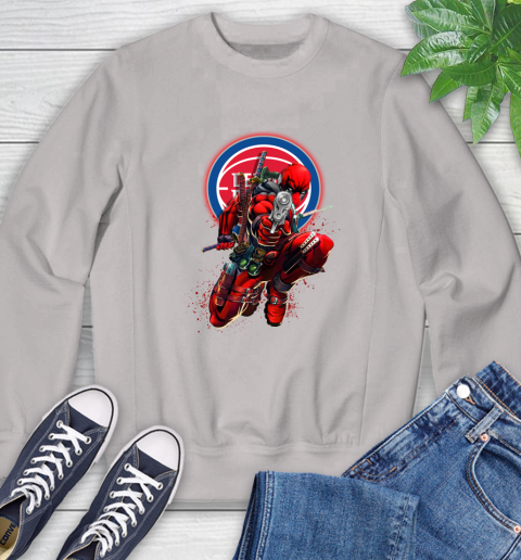NBA Deadpool Marvel Comics Sports Basketball Detroit Pistons Sweatshirt 12