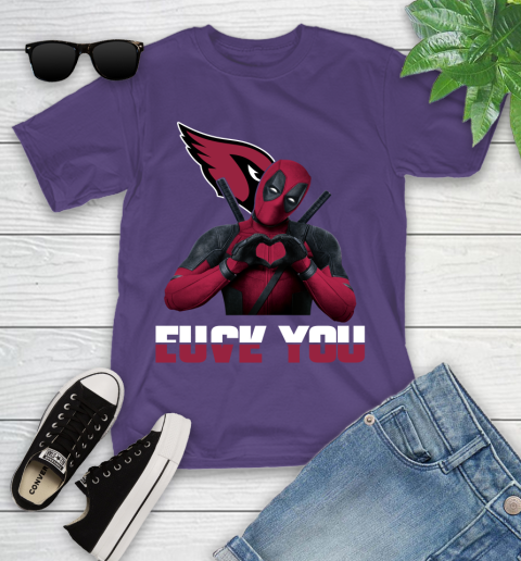 NHL Arizona Cardinals Deadpool Love You Fuck You Football Sports Youth T-Shirt 3