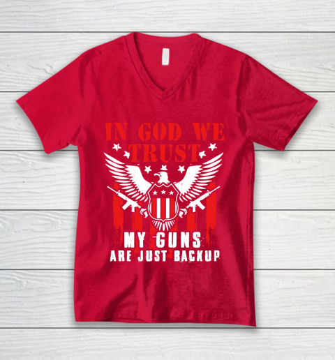 Veteran Shirt In God We Trust My Guns Are Just Backup Defend Second Amendment Flag Rifle AR 15 Gun Rights V-Neck T-Shirt 6