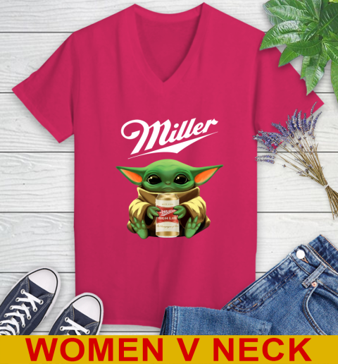 Star Wars Baby Yoda Hugs Miller High Life Beer Shirt 86