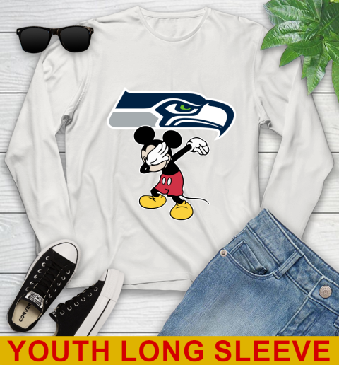Seattle Seahawks NFL Football Dabbing Mickey Disney Sports Youth Long Sleeve 12