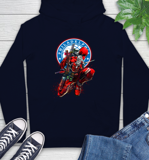 NBA Deadpool Marvel Comics Sports Basketball Philadelphia 76ers Hoodie 4