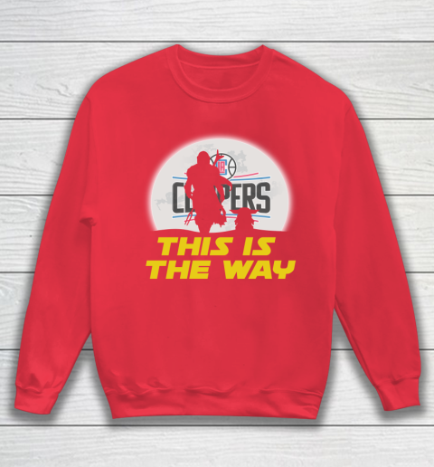 LA Clippers NBA Basketball Star Wars Yoda And Mandalorian This Is The Way Sweatshirt 7