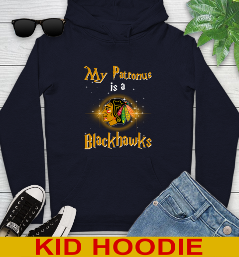 NHL Hockey Harry Potter My Patronus Is A Chicago Blackhawks Youth Hoodie 3