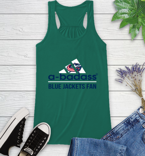 NHL A Badass Columbus Blue Jackets Fan Adidas Hockey Sports Racerback Tank 6