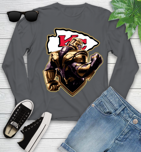 NFL Thanos Avengers Endgame Football Sports Kansas City Chiefs Youth Long Sleeve 8
