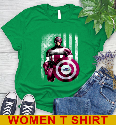Cleveland Cavaliers NBA Basketball Captain America Marvel Avengers American Flag Shirt Women's T-Shirt 7