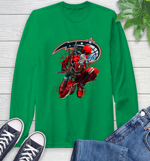NBA Deadpool Marvel Comics Sports Basketball Orlando Magic Long Sleeve T-Shirt 7