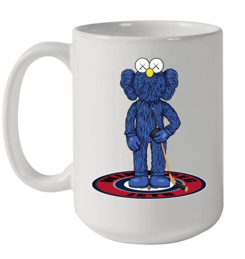 NHL Hockey Winnipeg Jets Kaws Bff Blue Figure Shirt Ceramic Mug 15oz