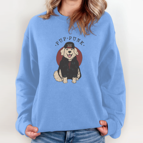 Pup Punk Funny Dog Sweatshirt vw3l pup punk funny dog sweatshirt 35 front carolina blue