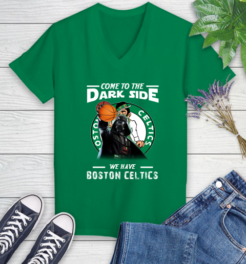 NBA Come To The Dark Side We Have Boston Celtics Star Wars Darth Vader Basketball Women's V-Neck T-Shirt 5