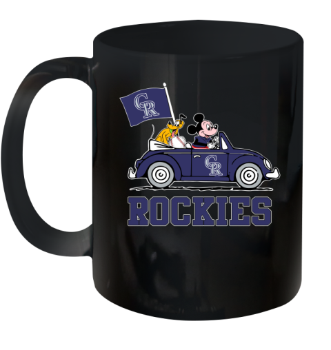 MLB Baseball Colorado Rockies Pluto Mickey Driving Disney Shirt Ceramic Mug 11oz 2