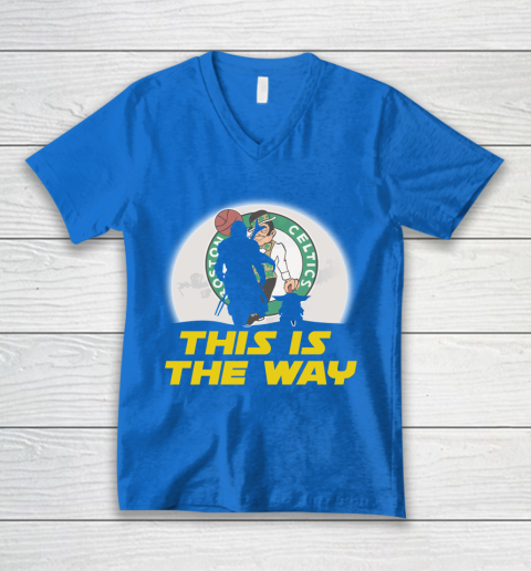 Boston Celtics NBA Basketball Star Wars Yoda And Mandalorian This Is The Way V-Neck T-Shirt 5