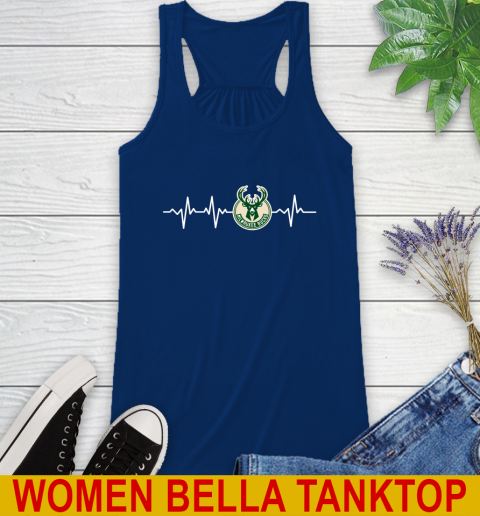 Milwaukee Bucks NBA Basketball Heart Beat Shirt Racerback Tank 7