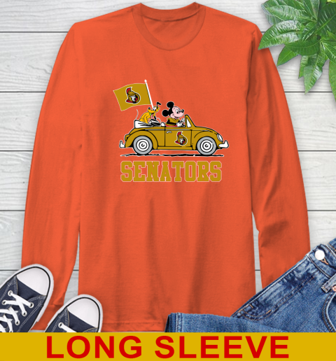 NHL Hockey Ottawa Senators Pluto Mickey Driving Disney Shirt Long Sleeve T-Shirt 5