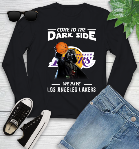 NBA Come To The Dark Side We Have Los Angeles Lakers Star Wars Darth Vader Basketball Youth Long Sleeve