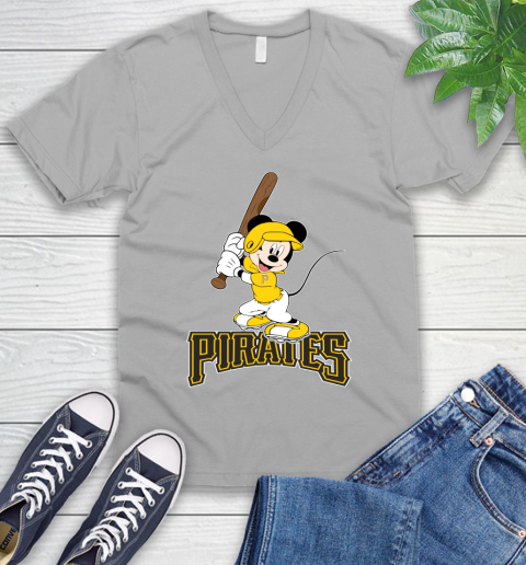 MLB Baseball Pittsburgh Pirates Cheerful Mickey Mouse Shirt V-Neck T-Shirt 4