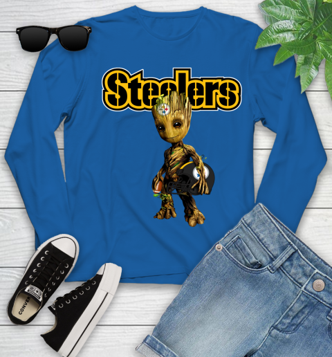Pittsburgh Steelers NFL Football Groot Marvel Guardians Of The Galaxy Youth Long Sleeve 9