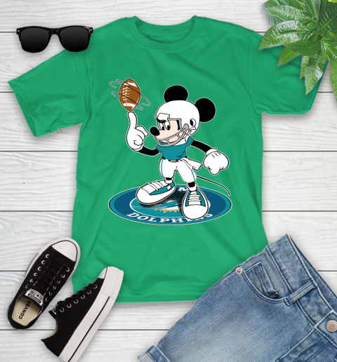 NFL Football Miami Dolphins Cheerful Mickey Disney Shirt Youth T-Shirt 6