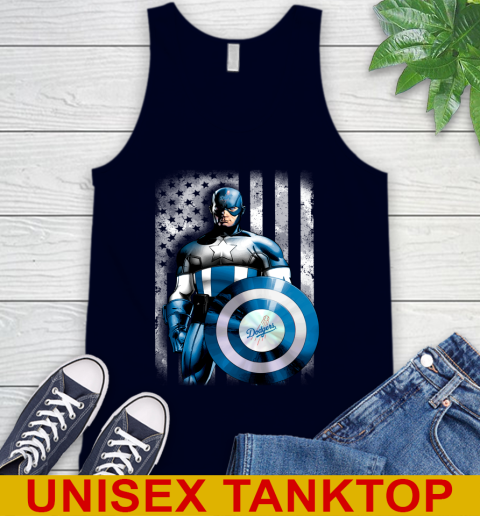 Los Angeles Dodgers MLB Baseball Captain America Marvel Avengers American Flag Shirt Tank Top 2