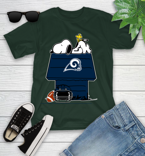 Los Angeles Rams NFL Football Snoopy Woodstock The Peanuts Movie Youth T-Shirt 5