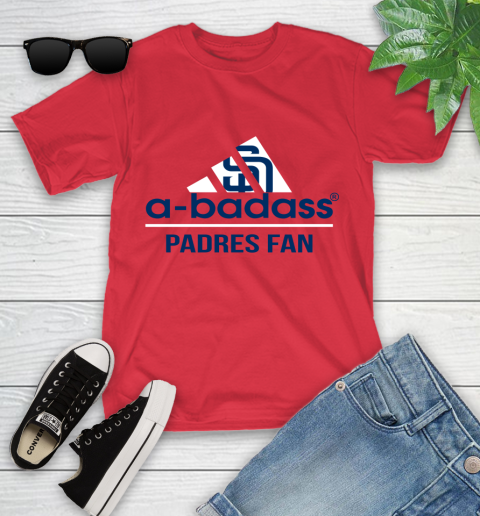 MLB A Badass San Diego Padres Fan Adidas Baseball Sports Youth T-Shirt 13