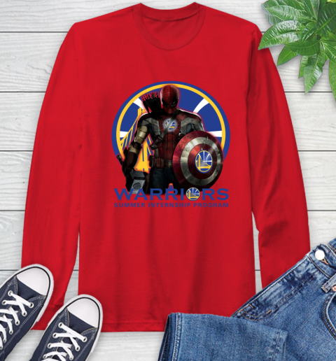 Golden State Warriors NBA Basketball Captain America Thor Spider Man Hawkeye Avengers Long Sleeve T-Shirt 10